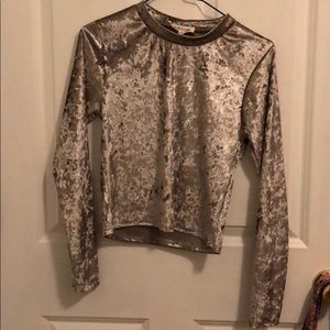 Silver long sleeve crop top